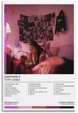 Tory Lanez Poster, Leinwand, Poster, Wandkunstdruck, ästhetische Raumdekoration, Heimbüro-Dekoration, 40 x 60 cm, ungerahmt