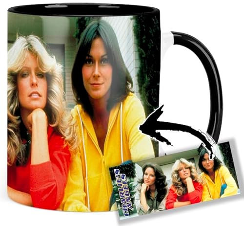 Charlie's Angels Jaclyn Smith Farrah Fawcett Kate Jackson C Tasse Innen & Henkel Schwarz Keramikbecher Mug