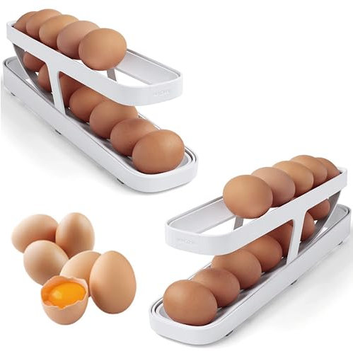 KHIRY 2 Stück Eierspender, rollender Kühlschrank Eierspender, Eierspender Deko, rollender Eierspender zur Aufbewahrung von Eiern in Kühlschränken, Schränken und Theken