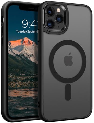 BENTOBEN für iPhone 11 Pro Max Hülle mit MagSafe Magnetisch Hülle für iPhone 11 Pro Max 6,5 Zoll Durchscheinende Matt Anti-Fingerabdruck Handyhülle Rückseite Dünn Stoßfest Schutzhülle, Schwarz
