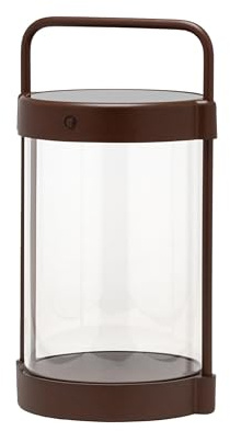 LUUK Studio NEU: LED Lampe, solar- und akkubetrieben, kabellos und IP65 wasserfest, für innen und außen, tragbar und stufenlos dimmbar für Balkon, Garten, Esstisch, Camping, Grillen, braun
