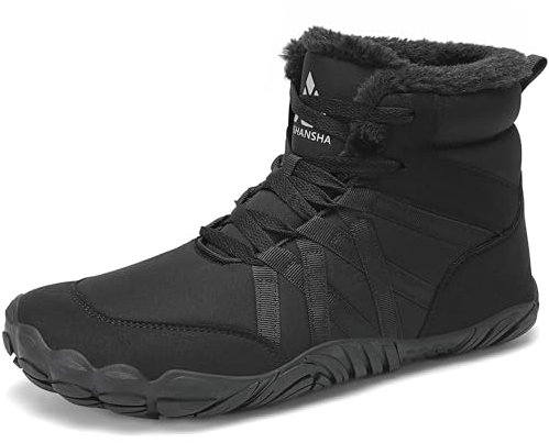Mishansha Barefoot Scarpe Invernali Uomo Donna Caldo Stivali Neve Comode Antiscivolo Scarponi Outdoor, Nero 39