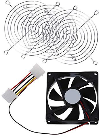 Goorvoucs 3Pcs 120mm 4.7inch Metal Fan Guard Protective Grill with DC 12V 4 Pin Black Plastic PC Cooling Fan 90mm x 90mm x 25mm