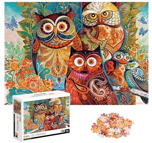 Puzzle 1000 Pieces,Puzzle Erwachsene, Helle und farbenfrohe Puzzles, Indoor-Puzzle-Kreativspiel zur Entspannung von Erwachsenen und Erziehung von Kindern oder als Geschenk (Eulen)