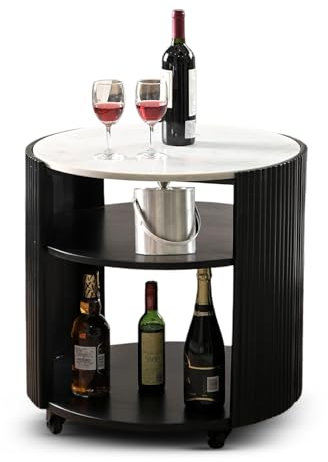 iAnanas Premium Luxus rollender Barwagen mit Marmorplatte - Weinwagen zur Aufbewahrung von Getränken – Servierwagen ideal für Wohnzimmer und Party Bistro