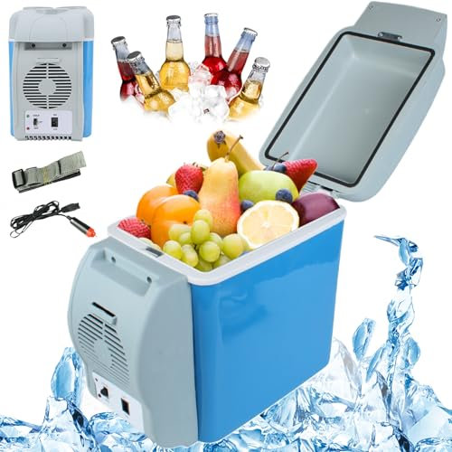 ISOYTERO Car Refrigerator 12V Car Fridge 7.5L Capacity Electric Cooler Plug in Heating/Cooling Mini Fridge for with Cup Holder Slots Portable Refrigerator for Truck Van RV SUV