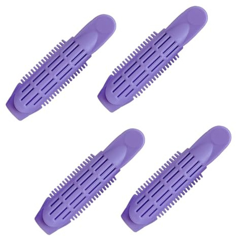 Zymoplas 4 Stück Volumizing Hair Root Clip Portable Plastic Bang Curler Roller Clip Home Styling Clamp Curling für Mädchen, Violett