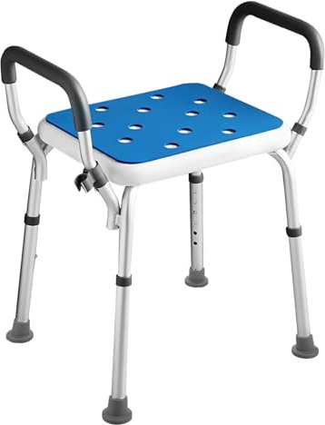 Tabouret de Douche avec accoudoirs, Tabouret de Douche réglable en Hauteur avec Pied antidérapant pour Personnes âgées Personnes âgées, Femmes Enceintes, handicapés, Adultes jusqu'à 150 kg