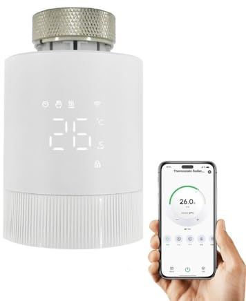 Smartes Heizkörperthermostat, Heizungssteuerung per App und Smart Speaker, Geofencing, Fensteröffnungserkennung, Heizungsthermostat, Steuerung per Alexa-Google Assistant(1 Stück)