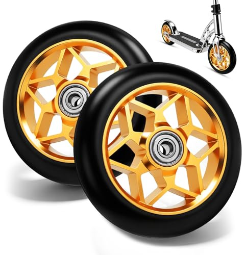 2 Stück 110mm Stunt Scooter Rollen, ABEC-9 Kugellager & 88A Aluminium Roller Reifen, Leise Ersatzräder für Scooter