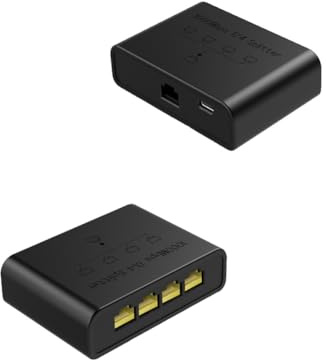 Toheitian Conmutador Hub Ethernet Gigabit de 1000Mbps, Adaptador Ethernet de 1 A 4, Conector LAN, Interruptor para PC, Portátil, TV, Enrutador.