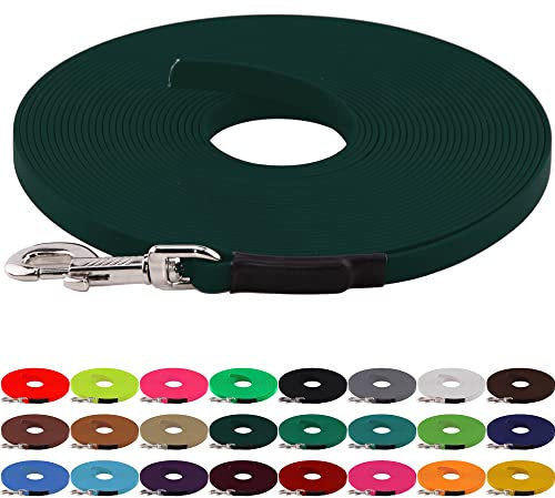 LENNIE BioThane Schleppleine, 9mm, Hunde 5-15kg, 3m lang, ohne Handschlaufe, Dunkelgrün, genäht