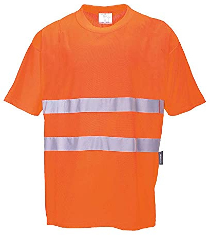 Portwest S172 Baumwoll Comfort-T-Shirt Verschweißte Kragennaht Kurzarm Bahn | Orange, 3XL, EN ISO 20471 Klasse 2, UPF 35+, Klassische Passform, 55% Baumwolle, Grosszügige Passform