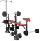 Multifunktion Hantelbank Kraftstation Fitnessstation inkl. Latzug Butterfly Armcurl mit Langhantel Kurzhantel Curlstange Hantelscheiben Gewichten bis 150 kg (+ 110 kg Lang-, Kurz- & Curlhantel)