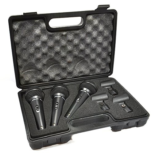 kenable Dynamic Vocal Microphones & Mic Stand Clips with Travel Case [3 Pack]