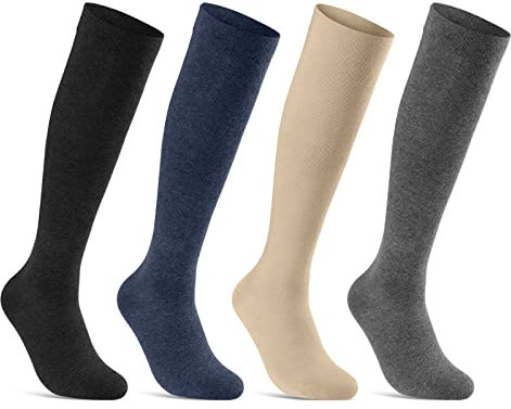 sockenkauf24 1 | 2 | 4 Paar Stützstrümpfe Reisestrümpfe Kompressionsstrümpfe Damen & Herren Stützkniestrümpfe 41900 WP (35-38 | 1 Paar, Jeans)