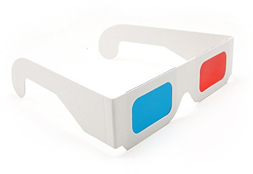 Blue Handcart 12 Pairs of Red/Cyan Cardboard 3D Glasses - White Frame
