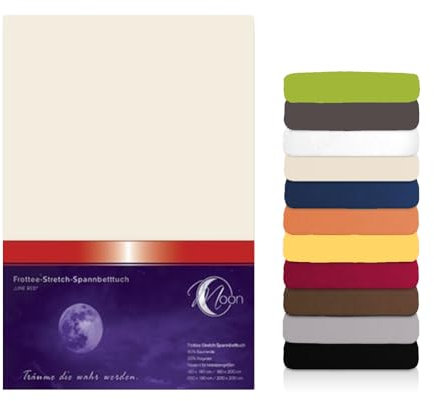 Moon Premium Frottee Spannbettlaken/Spannbetttuch (140x200-160x200, Natur)