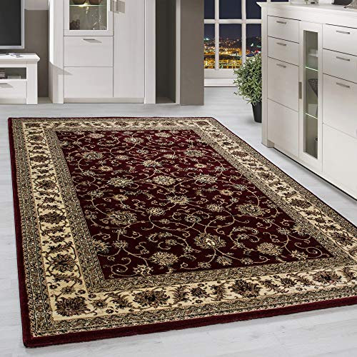 HomebyHome Vintage Orientalischer Teppich 120 x 170 cm - Kurzflor Roter Orient für Wohnzimmer, Esszimmer, Flur und Schlafzimmer - Klassisch Mit Oeko-TEX