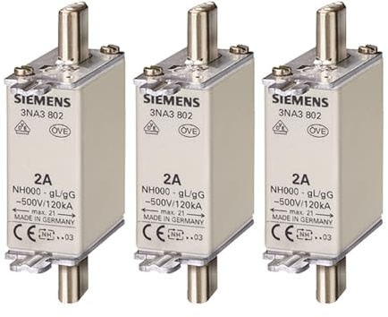 Siemens - X3 Stück NH-Sicherungseinsatz NH000 80 A Stirnkennmelder