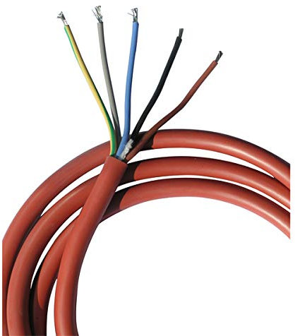 FinTec Silikonkabel für Saunaöfen - 5 x 4,0 mm² - 1 Meter - Rot-Braun - Silikon