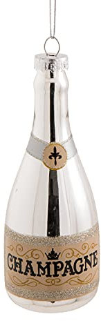 Abbott Collection 15-Season-POP-SIL Champagne Bottle Ornament, Silver