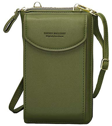 RRANCharltu Crossbody Tasche Handytasche Brieftasche Damen Umhängetasche Geldbörse mit Credit Card Slots für Frauen (Grün)