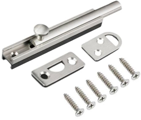 SUPERTOOL Loquet de surface, 1 loquet de porte en laiton anti-rouille simple pour chambre, fenêtre, portail de toilettes et portes d'abri de jardin (204 mm x 15 mm Argent)