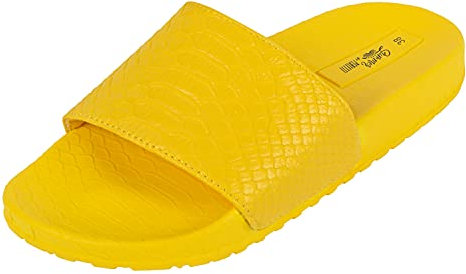 PERLETTI Ciabatte Fascia Donna Motivo Pitone Colorate - Pantofole Ragazza Fluo per Spiaggia Piscina Casa Comode - Ciabattine Glamour Pitonate Leggere ed Ergonomiche (Giallo, 39 EU)