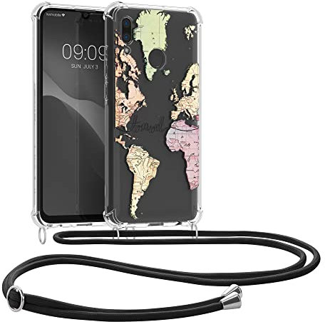 kwmobile Custodia Compatibile con Huawei P Smart (2019) Cover - Back Case in Silicone TPU - Protezione Smartphone con Cordino - nero/multicolore/trasparente