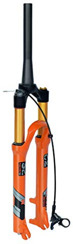 LvTu 26 27,5 29 Pollici Forcella Ammortizzata MTB, 120mm Viaggio Lega di Magnesio Freno a Disco per MTB/City Bicycle/XC Offroad Bike - Arancione (Color : Tapered Remote Lockout, Size : 27.5er)