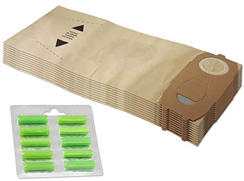 Set 10 sacchetti per aspirapolvere + 10 Profumi adatti per Vorwerk Folletto VK 118 119 120 121 122 - VK118, VK119, VK120, VK121, VK122 - FP 118-122 - con carta speciale