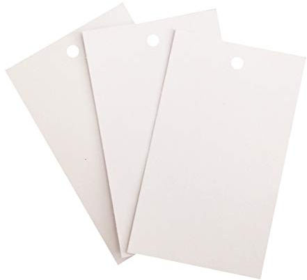 Nr. 3.000 Etiketten mit Loch aus weißem Karton, 300 g. mit Lochung - Ft.o 50 x 80 mm.
