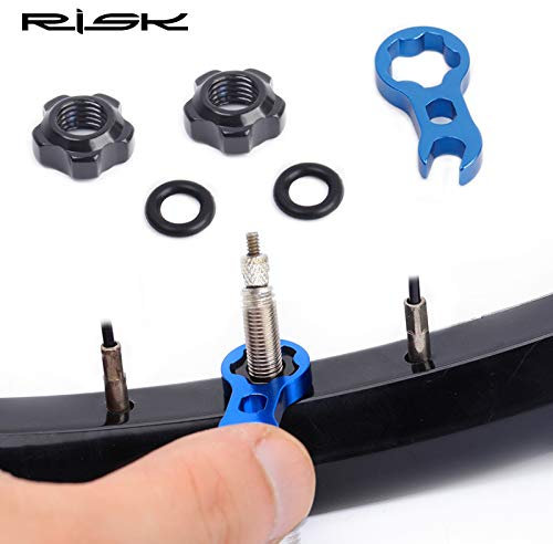 BESNIN Bicycle Valve Nuts, Aluminum Alloy Bicycle Vacuum Tire Valve Accessories for MTB/Road Bike with Presta Valve Sealing Rings