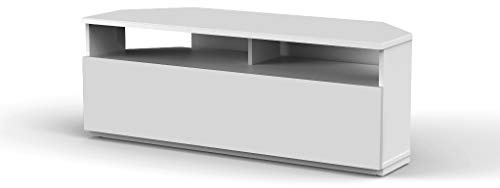 RO&CO Sonorous TRD100 Wht | Mueble TV Esquinero Blanco 100 cm | Diseño Moderno para Salón | Puerta Abatible Blanca con Almacenamiento Oculto | Soporta hasta 40 kg | Mueble para Televisor de Esquina.