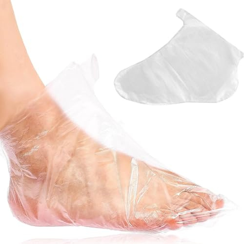 100 Piezas Calcetines Desechables de Plástico para Pedicura de Pies, Forro de Baño de Parafina para Pies Botines Desechables para Spa, Calcetines Transparentes para Máscara de Pies