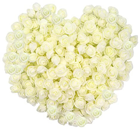 Gearific 200 Stück künstliche Mini-Blumen-Rosenköpfe, Schaum-künstliche Rose für Heimwerker-Handwerk, Hochzeit, Party, Valentinstag, Festival, Heimdekoration (Weiß)