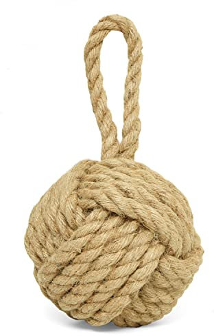 Pomeat Decorative Door Stop Rope Knot Nautical Door Stop Doorstop Outdoor Weighted Door Stopper for Door, Window Wedge, Bookend 6.25 inch (Natural)