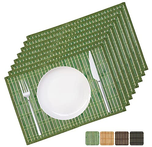 ANDSTAR Bambus-Tischsets, rutschfest, wasserdicht, 30,5 x 45,7 cm, wiederverwendbare Tischsets für Küche, Esszimmer, umweltfreundlich, dick, hitzebeständig, spülmaschinenfest, Heimdekoration (grün)