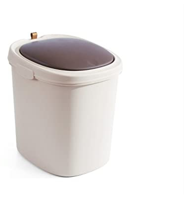 Poubelle/Bac Ordure Couvercle de pression Corbeille Can Salon Mény-Capacité Lumière de grande capacité Luxe avec couvercle Panier Panier Toilette Seau de rangement des ordures Poubelle Cuisine ( Color