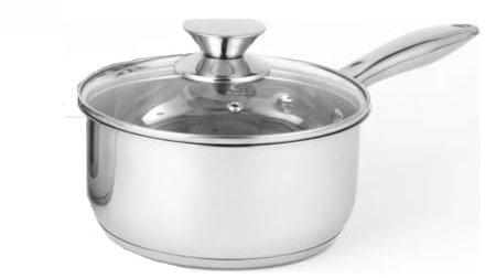 Nobel Stainless Steel Deep Saucepan with Glass Vented Lid, Sandwich Bottom Heat Resistant Handles, Ideal for All hobs (18 cm Dia. - 2.3 Litre)