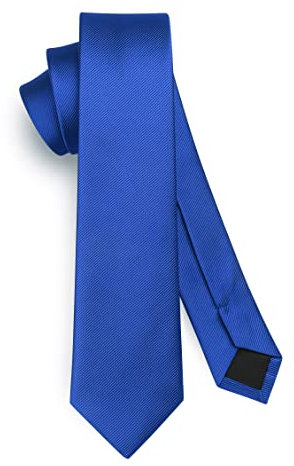 HISDERN Herren Krawatte Blau Schmale Einfarbig Seide Krawatten für Herren Klassische Formelle Elegante Schlipse Hochzeit Party Business Krawatte 6cm