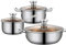 WIQUYBML Juego de ollas de 3 Piezas, Acero Inoxidable Pulido, Utensilios de Cocina, Olla con Tapa de Vidrio, Cocina de inducción, Cocina de inducción, sin Recubrimiento, Olla para Sopa, Wok, sartén,