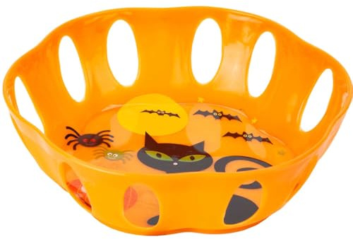 VFM - Halloween Sweet Bowl - Cat Bowl Scary Halloween Party Dish with Decals - Haunted House Orange