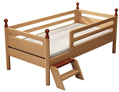 WAEYZ Massivholzbett mit Leiter, Plattform aus Holz Bettrahmen Matratze Spleißen Erweiterung Kinderbett mit Sicherheitsschiene (Size : 150x80x40cm)