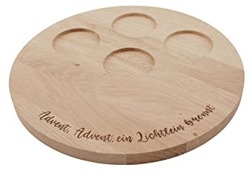 Bergliebe Adventskranz | Weihnachtsdeko modern | Massivholz Eiche | Advent, Advent, EIN Lichtlein brennt | 32 cm Durchmesser | Pohmer Design (Advent, Advent)