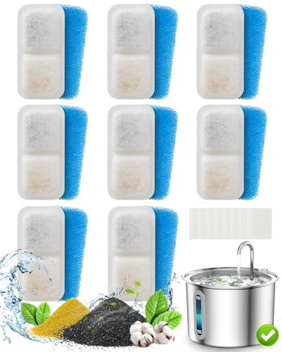 oneisall Fontaine à Eau pour Chat en Acier Inoxydable, 2 l, Super silencieuse, avec fenêtre de Niveau d'eau, 3 filtres à Charbon Actif, lumière LED, Passe au Lave-Vaisselle