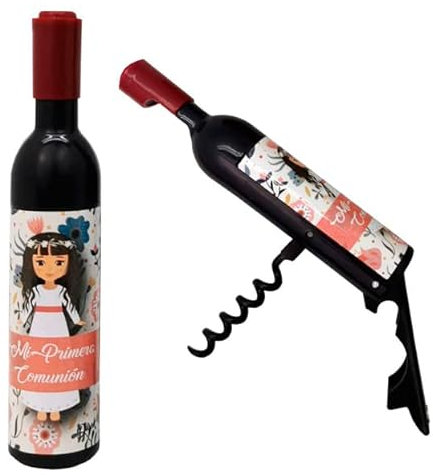 DISOK - Sacacorchos Botella Imantado Comunión. Detalles Comunión Vino Hombres, regalos personalizados comunión. (10-Rosa)
