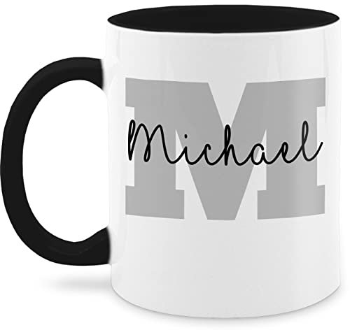 Tasse Tassen 325ml - Anfangsbuchstabe - Anfangsbuchstaben Name I Persönliches Geschenk Personalisiert mit Namen bedrucken I Initialen I Custom Buchstabe I Wunschname - 325 ml - Schwarz - tee
