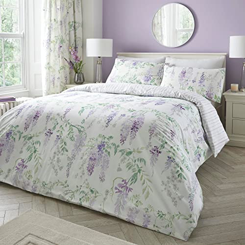 Dreams & Drapes Design - Wisteria - Set copripiumino reversibile, per letto singolo, colore: lilla